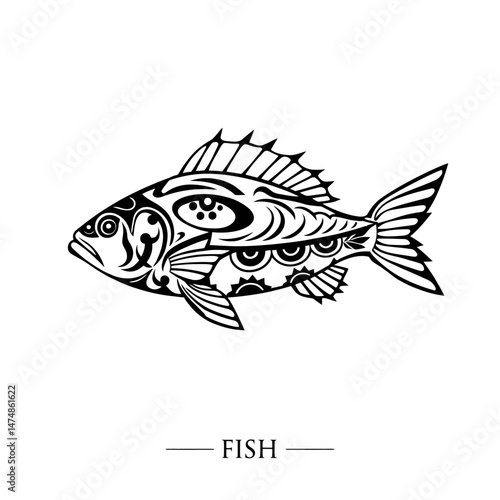Minimal Fish Line Art
