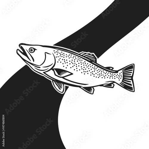 Playful Fish Line Art