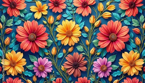 Intricate floral design, repeating seamlessly , botanical, print