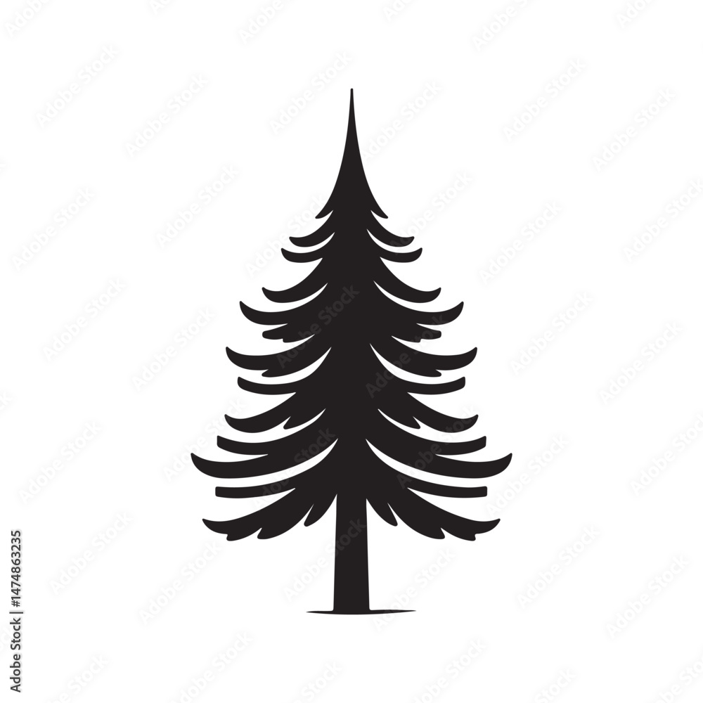 Obraz premium Elegant Silhouette of a Pine Tree Vector Illustration