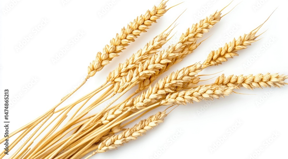Golden Wheat Ears Against White Background Golden Wheat Ears Against White Background