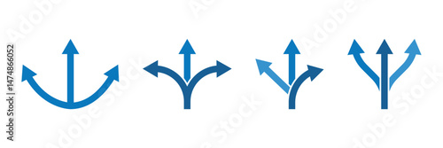 Three way direction arrow icon. Three ways icon.
