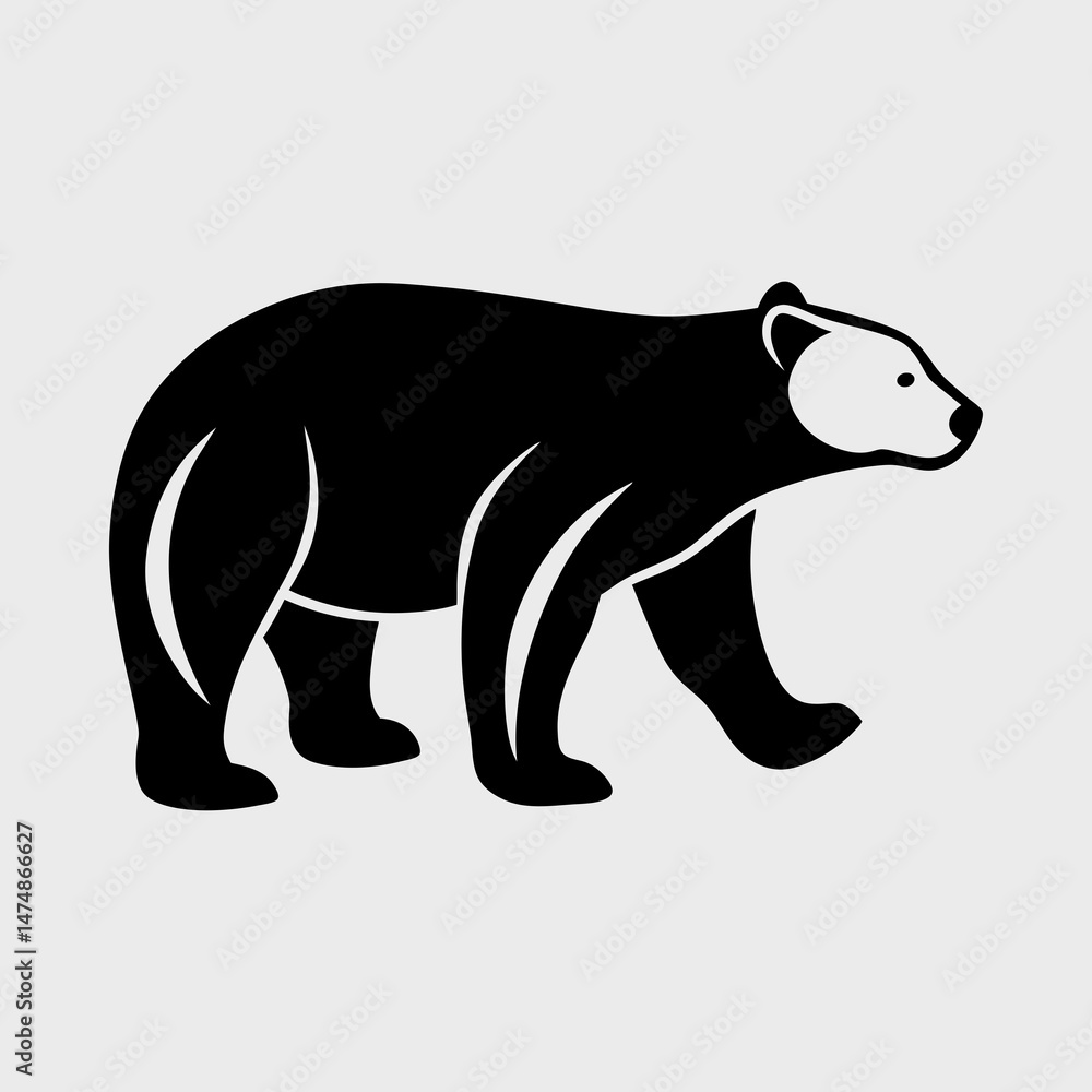 Fototapeta premium Polar Bear Walking Silhouette Vector Illustration