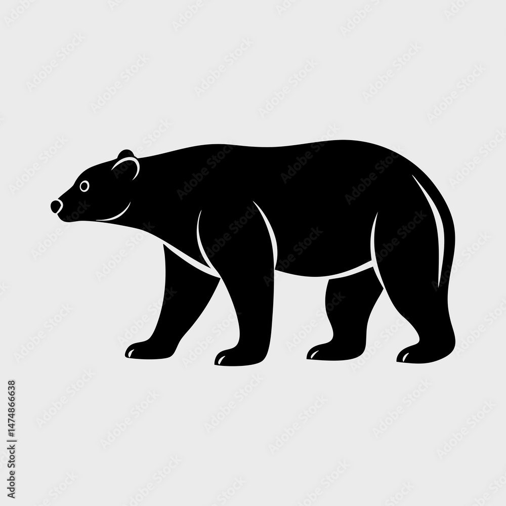 Fototapeta premium Polar Bear Walking Silhouette Vector Illustration