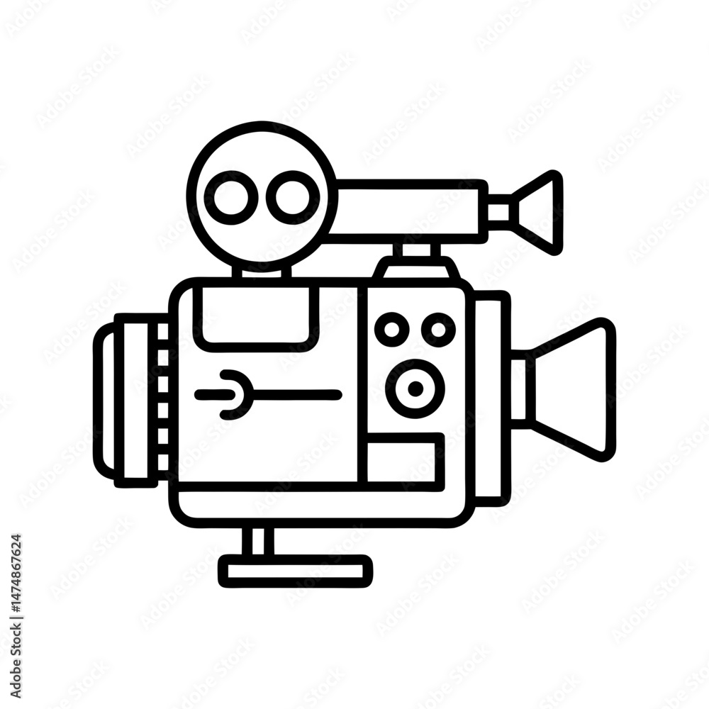 Fototapeta premium video camera icon line art vector illustration