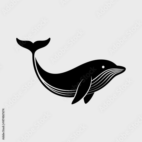 Simple Silhouette of a Whale Breaching Vector Illustration
