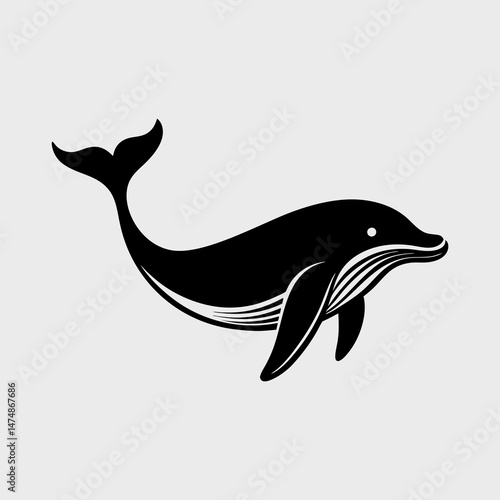 Simple Silhouette of a Whale Breaching Vector Illustration