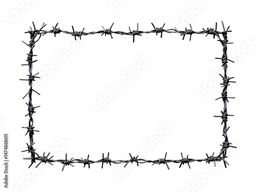 Barbed wire frame border.  Grunge, edgy design element.