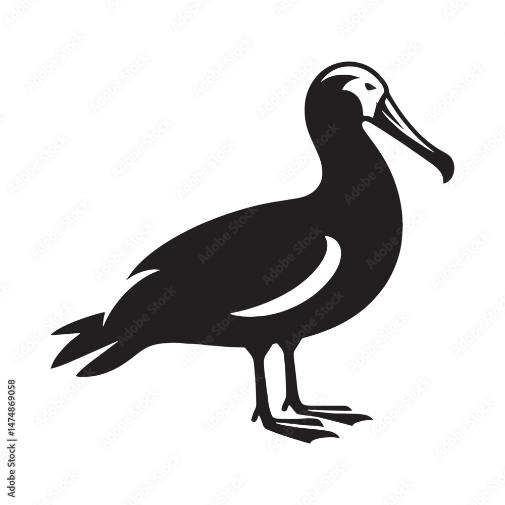 Fototapeta premium Freedom Winged Albatross silhouette – Albatross illustration – Minimalist Albatross vector – Bird silhouette