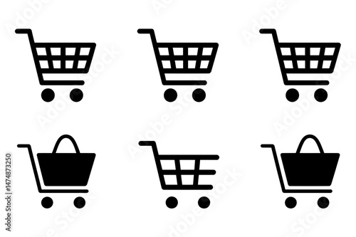 Shopping cart icon set e commerce retail symbols