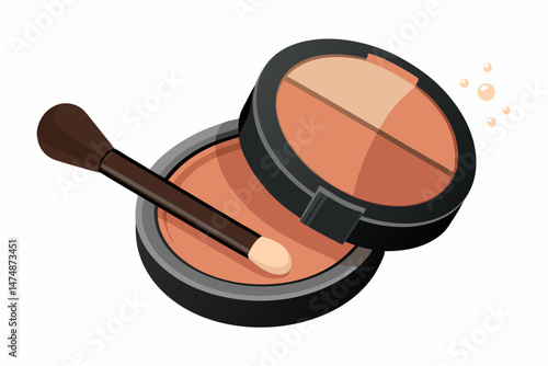 Compact Powder with Dual Shades and Applicator Brush