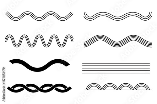 Vector graphic of various wave line pattern designs