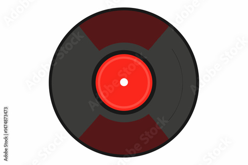 Red and Black Vinyl Record Icon Illustration