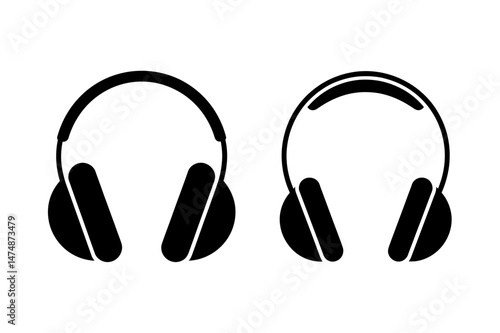 Headphones audio music listening device icon set