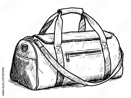 sports duffel bag hand drawn vector illustration