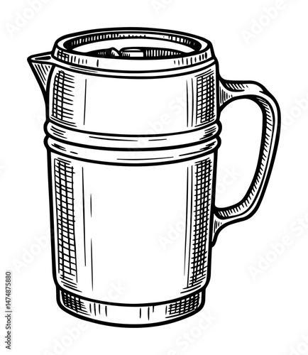 thermos flask hand drawn vector illustration