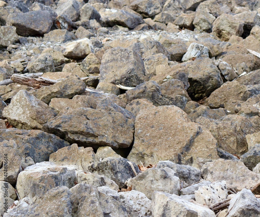 A close view of the rock and stone pile. A close view of the rock and stone pile.