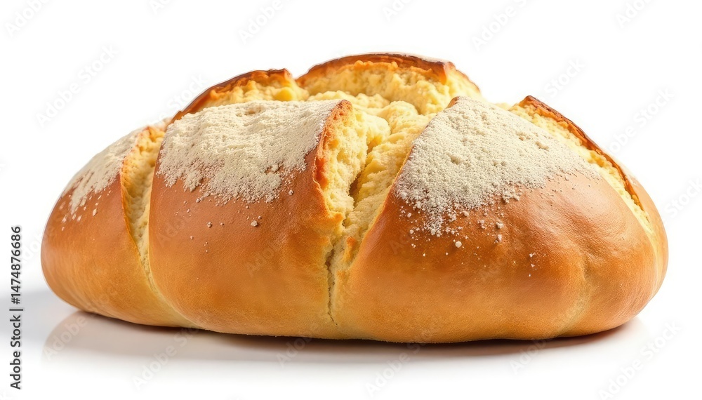 Artisanal Italian bread loaf isolated on white, bakingbread, focaccia Artisanal Italian bread loaf isolated on white, bakingbread, focaccia