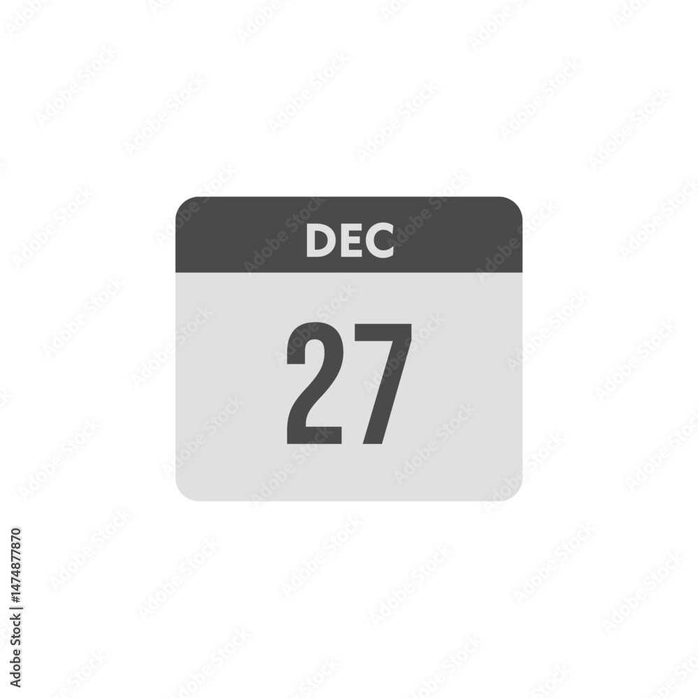 Fototapeta premium calender icon, 27 december icon with white background