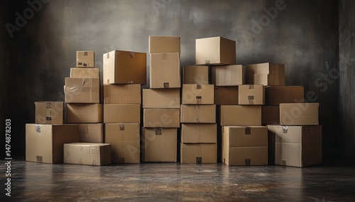 Cardboard boxes stacked