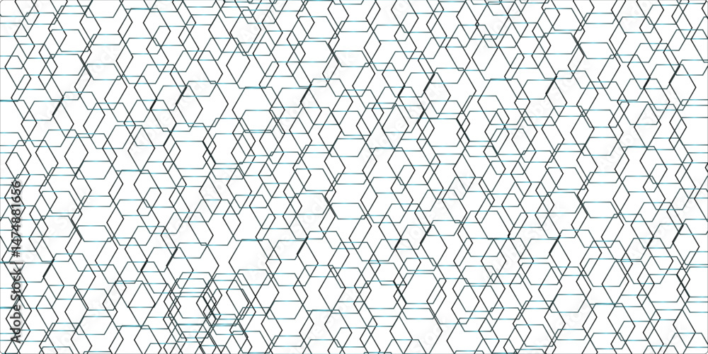 Fototapeta premium Abstract template with geometric pattern for backdrop layout design in oriental style. Vector seamless pattern with hexagon square cube geometric pattern shapes grid metal element texture.