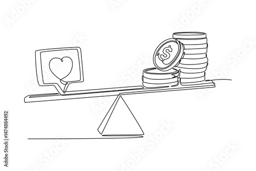  Social media marketing concept. Single line draw design. Vector graphic illustration
