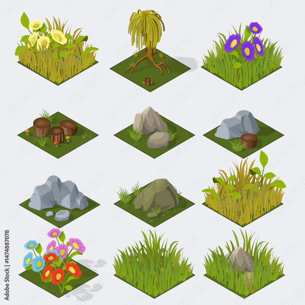 Tree icon. Public park, forest and garden landscape vector icon. Nature map element for summer parkland illustration. Decorative tree, fir, bush and plant isolated isometric set on white background