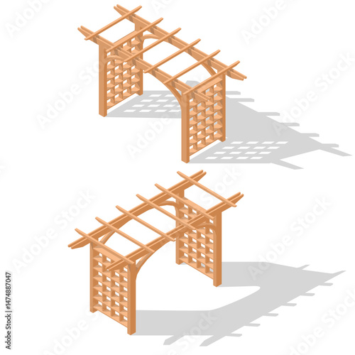 Obraz na płótnie Gate pergola icon isometric vector. House building. Wood roof w salonie