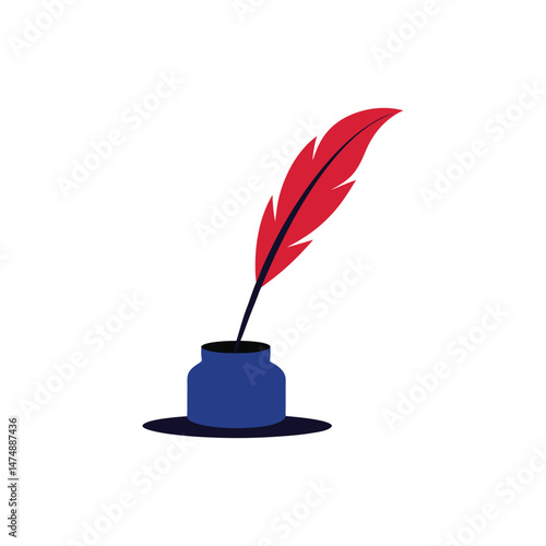 quill pen in inkpot vector