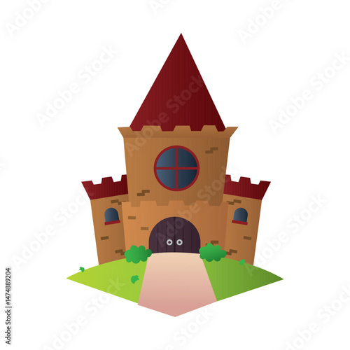 Cartoon medieval castle. Vector