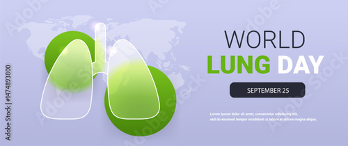 World Lung Day poster on grey. Health care banner vector illustration