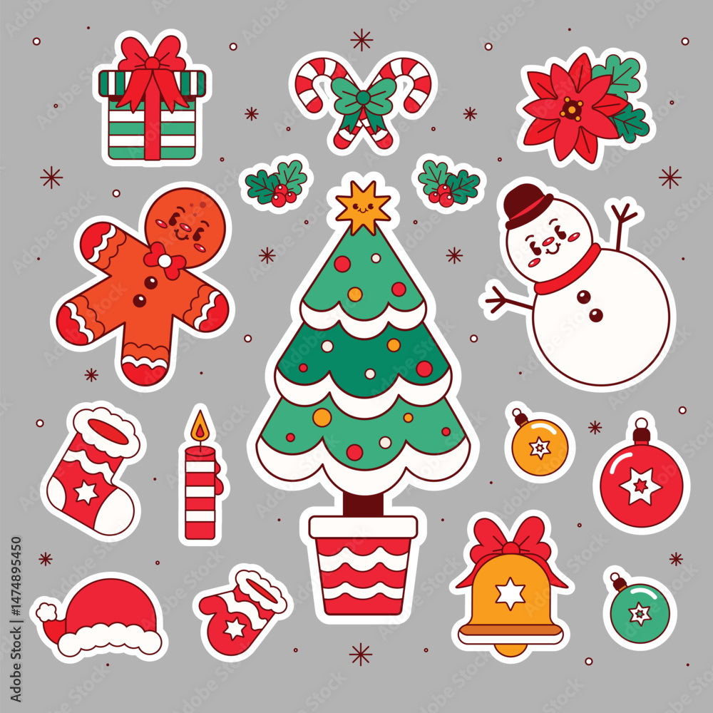 Fototapeta premium Christmas sticker vector design