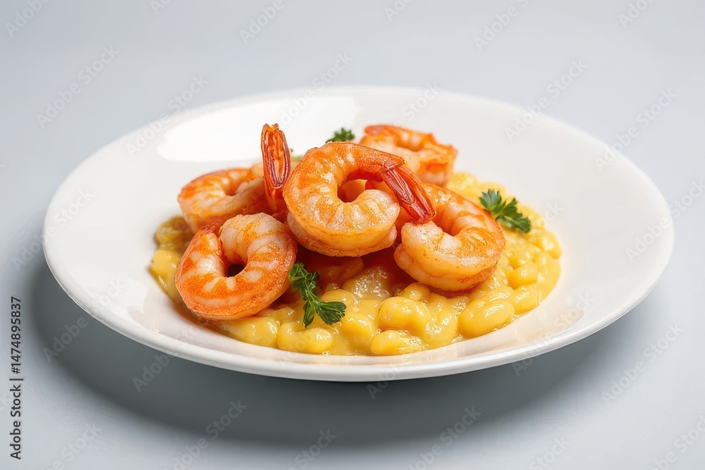 Tempting Shrimp and Grits Photography: Cozy Corner, Light Gray Background, Softbox Overhead Radiance Tempting Shrimp and Grits Photography: Cozy Corner, Light Gray Background, Softbox Overhead Radiance