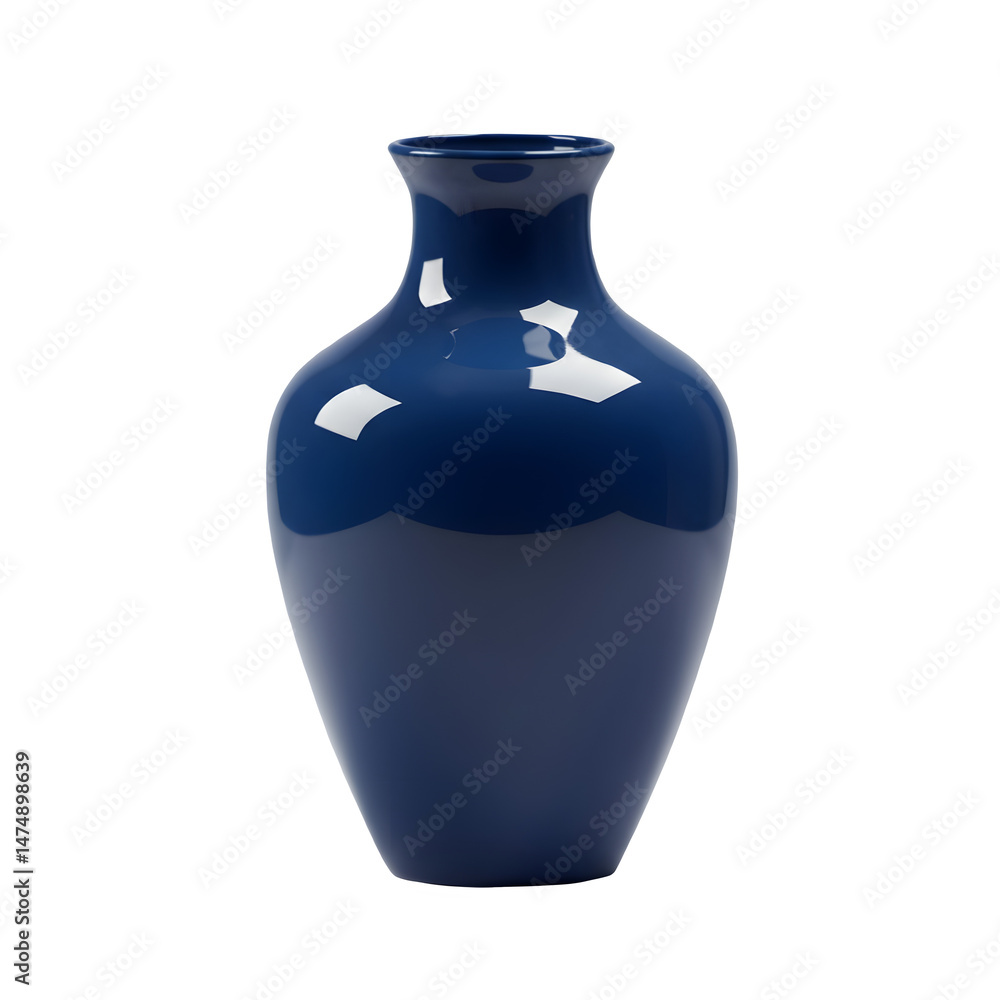 Elegant cobalt blue vase, smooth surface, classic design. 3d rendering isolated on white background. Cartoon plastic style Elegant cobalt blue vase, smooth surface, classic design. 3d rendering isolated on white background. Cartoon plastic style