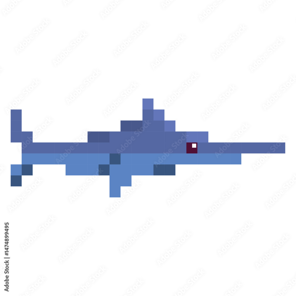 Obraz premium Isolated colored pixelated shark icon Vector