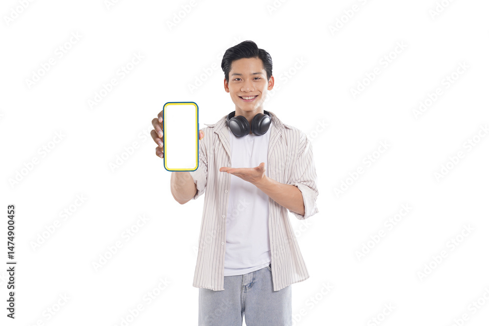 portrait of a young asian man standing posing on white background portrait of a young asian man standing posing on white background
