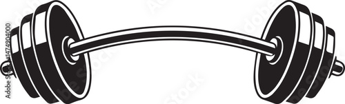 Curved Barbell Doodle Silhouette Vector | Clean Black Vector Art Illustration