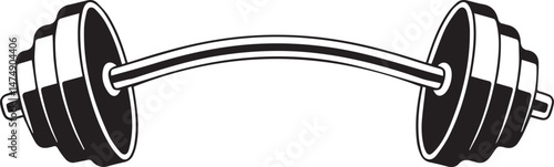 Curved Barbell Doodle Silhouette Vector | Clean Black Vector Art Illustration