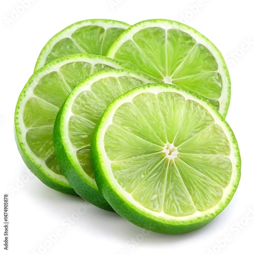 Sliced of fresh lime fruit isolated on white background