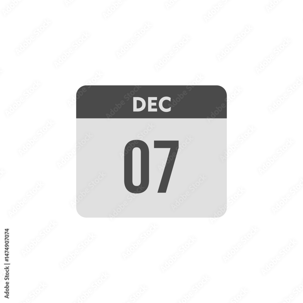 Fototapeta premium calender icon, 07 december icon with white background