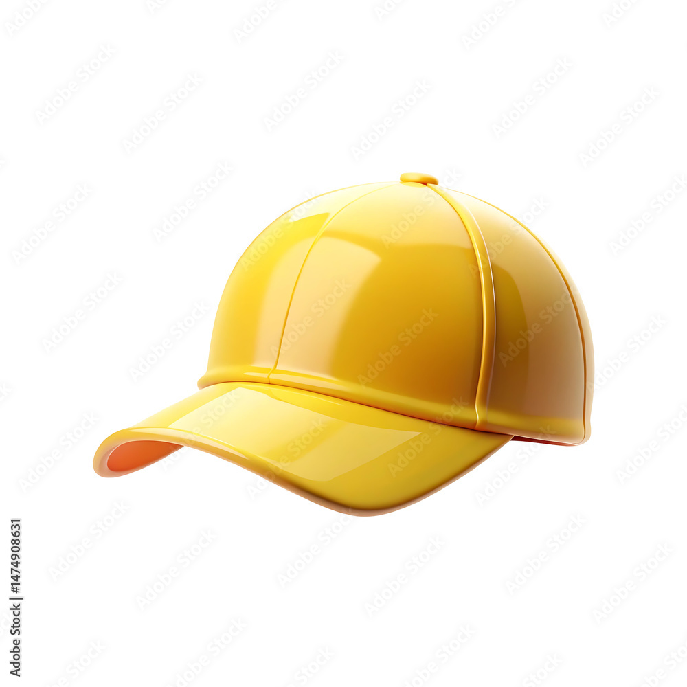 Fototapeta premium Yellow Cap 3d rendering isolated on transparent background. Cartoon plastic style