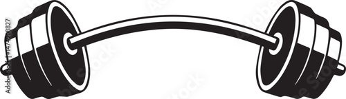 Curved Barbell Doodle Silhouette Vector | Clean Black Vector Art Illustration