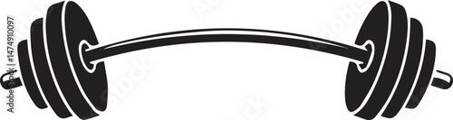 Curved Barbell Doodle Silhouette Vector | Clean Black Vector Art Illustration