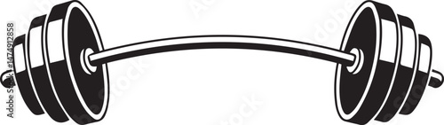 Curved Barbell Doodle Silhouette Vector | Clean Black Vector Art Illustration