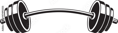 Curved Barbell Doodle Silhouette Vector | Clean Black Vector Art Illustration