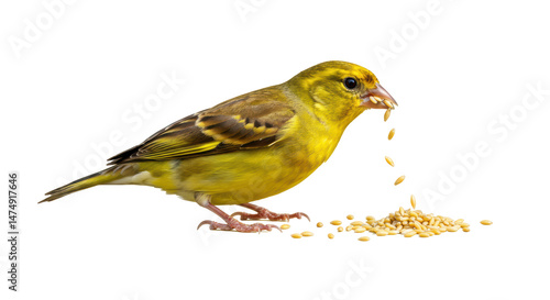 Isolated Bird Eating Seeds