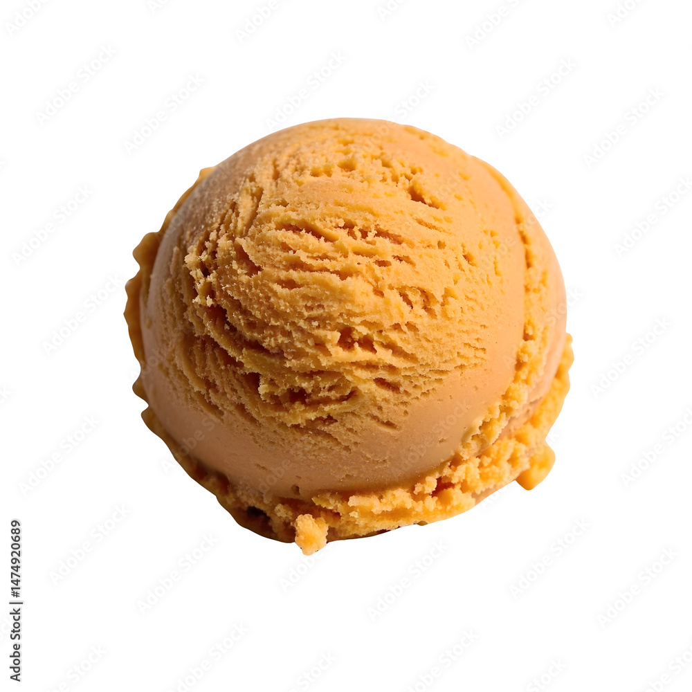 Obraz premium A coconut ice cream scoop ball and vanilla ice cream of sweet food isolated on transparent background.