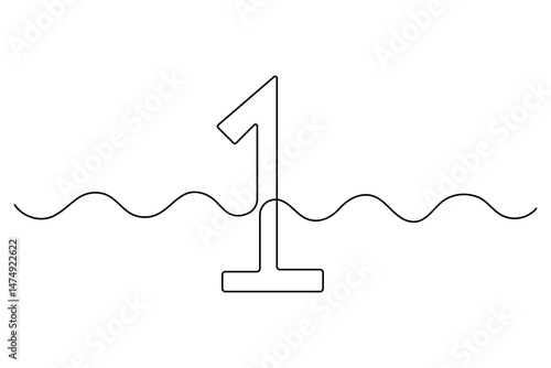 Continuous editable line drawing of number 1. editable One line drawing of number 1 icon Vector illustration
