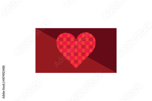Red checkered heart on diagonal love design isolated background Illustration Free Download Red checkered heart on diagonal love design isolated background Illustration - GFXLoad