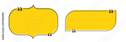 Quote box frame, big set. Quote text in speech bubble. Quote box icon. 